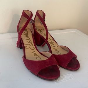 Sam Edelman- Red suede block heel sandal | Size 8